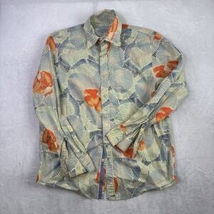 Tommy Bahama Denim Floral Long Sleeve Button Up Collared Shirt Men's Medium